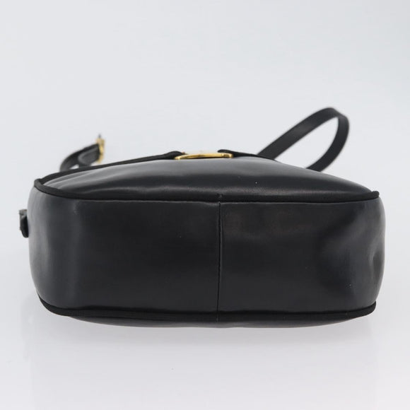 Salvatore Ferragamo Vala Shoulder Bag Leather Black Gold Auth BA10794