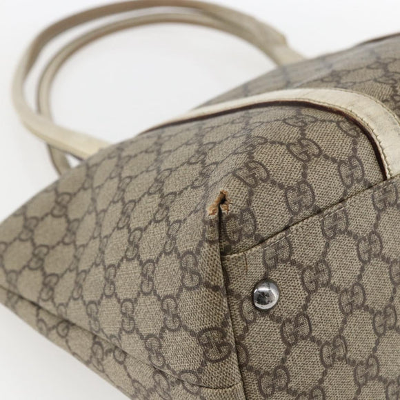 GUCCI GG Supreme Tote Bag PVC Beige Silver 114595 Auth BA10796
