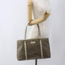 GUCCI GG Supreme Draagtas PVC Beige Zilver 114595 Auth BA10796-21