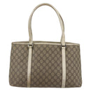 GUCCI GG Supreme Tote Bag PVC Beige Silver 114595 Auth BA10796-2