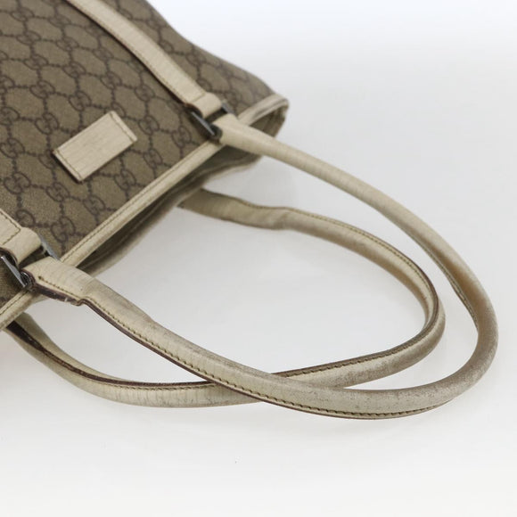 GUCCI GG Supreme Tote Bag PVC Beige Silver 114595 Auth BA10796