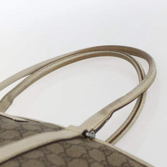 GUCCI GG Supreme Draagtas PVC Beige Zilver 114595 Auth BA10796