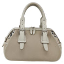 BURBERRY Nova Check Hand Bag Canvas Beige Silver Auth BA10799-2