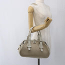 BURBERRY Nova Check Hand Bag Canvas Beige Silver Auth BA10799-20