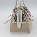 BURBERRY Nova Check Hand Bag Canvas Beige Silver Auth BA10799-4