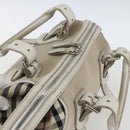 BURBERRY Nova Check Hand Bag Canvas Beige Silver Auth BA10799-6