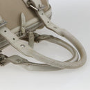 BURBERRY Nova Check Hand Bag Canvas Beige Silver Auth BA10799-7