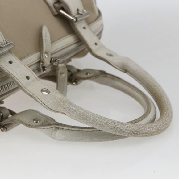 BURBERRY Nova Check Hand Bag Canvas Beige Silver Auth BA10799