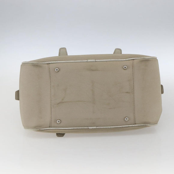 BURBERRY Nova Check Hand Bag Canvas Beige Silver Auth BA10799