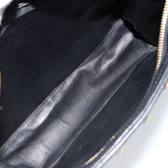 Gianni Versace Shoulder Bag Leather Black Gold Auth BA10801