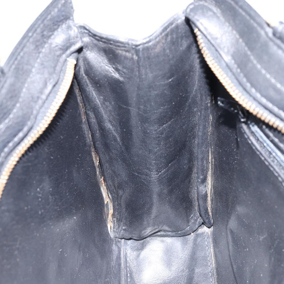 Gianni Versace Shoulder Bag Leather Black Gold Auth BA10801