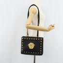 Gianni Versace Shoulder Bag Leather Black Gold Auth BA10801-23