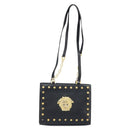 Gianni Versace Shoulder Bag Leather Black Gold Auth BA10801-13