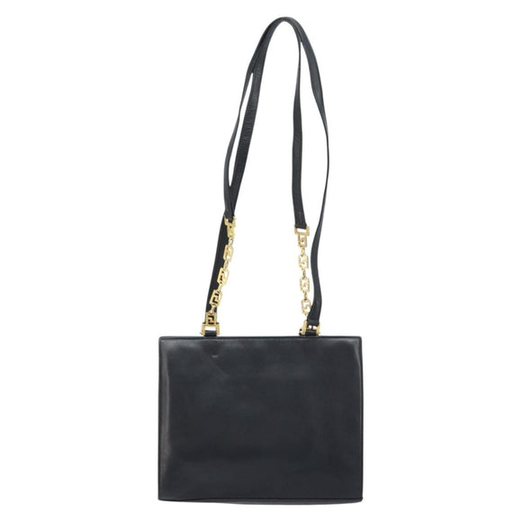 Gianni Versace Shoulder Bag Leather Black Gold Auth BA10801