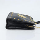 Gianni Versace Shoulder Bag Leather Black Gold Auth BA10801-3