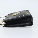 Gianni Versace Shoulder Bag Leather Black Gold Auth BA10801-4