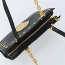 Gianni Versace Shoulder Bag Leather Black Gold Auth BA10801-6