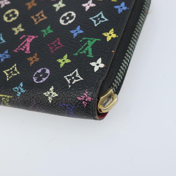 LOUIS VUITTON Monogram Multicolor Zippy Long Wallet Black M60243 LV Auth BA10806