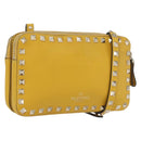 Gianni Versace Rock Studs Shoulder Bag Leather Yellow Gold Auth BA10807-1