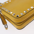 Gianni Versace Rock Studs Shoulder Bag Leather Yellow Gold Auth BA10807-15
