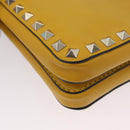Gianni Versace Rock Studs Shoulder Bag Leather Yellow Gold Auth BA10807-16