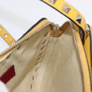 Gianni Versace Rock Studs Shoulder Bag Leather Yellow Gold Auth BA10807-19