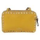Gianni Versace Rock Studs Shoulder Bag Leather Yellow Gold Auth BA10807-13