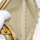 Gianni Versace Rock Studs Shoulder Bag Leather Yellow Gold Auth BA10807-21