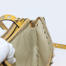 Gianni Versace Rock Studs Shoulder Bag Leather Yellow Gold Auth BA10807-22