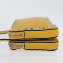 Gianni Versace Rock Studs Shoulder Bag Leather Yellow Gold Auth BA10807-4