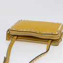 Gianni Versace Rock Studs Shoulder Bag Leather Yellow Gold Auth BA10807-6