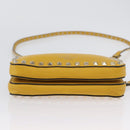 Gianni Versace Rock Studs Shoulder Bag Leather Yellow Gold Auth BA10807-5