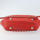 VALENTINO Rockstuds Handtas Leer 2-weg Rood Goud Auth BA10808-5