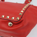 VALENTINO Rockstuds Handtas Leer 2-weg Rood Goud Auth BA10808-10