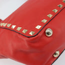 VALENTINO Rockstuds Handtas Leer 2-weg Rood Goud Auth BA10808-15