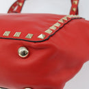 VALENTINO Rockstuds Handtas Leer 2-weg Rood Goud Auth BA10808-16