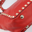 VALENTINO Rockstuds Handtas Leer 2-weg Rood Goud Auth BA10808-17