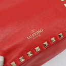 VALENTINO Rockstuds Handtas Leer 2-weg Rood Goud Auth BA10808-18