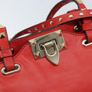 VALENTINO Rockstuds Handtas Leer 2-weg Rood Goud Auth BA10808-19