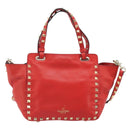 VALENTINO Rockstuds Handtas Leer 2-weg Rood Goud Auth BA10808-2