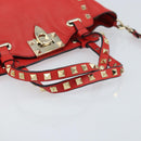 VALENTINO Rockstuds Handtas Leer 2-weg Rood Goud Auth BA10808-7