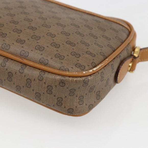 GUCCI Micro GG Supreme Umhängetasche PVC Beige Gold Auth BA10809