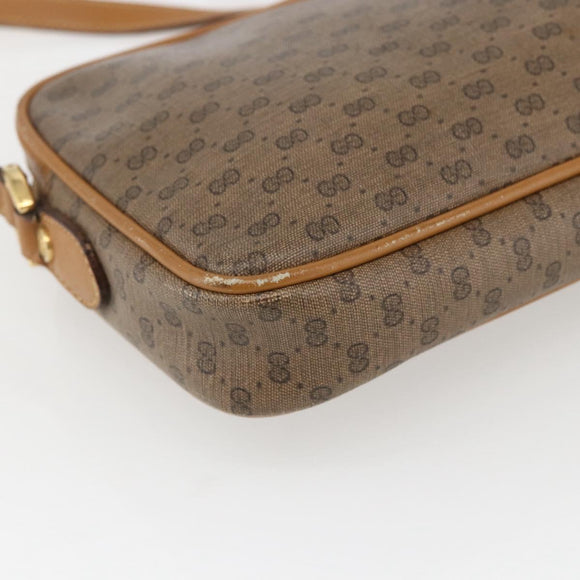 GUCCI Micro GG Supreme Umhängetasche PVC Beige Gold Auth BA10809