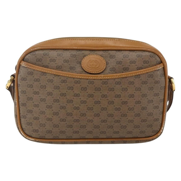 GUCCI Micro GG Supreme Umhängetasche PVC Beige Gold Auth BA10809