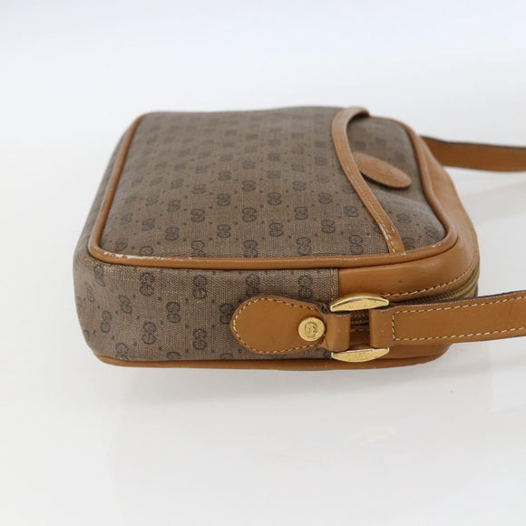 GUCCI Micro GG Supreme Umhängetasche PVC Beige Gold Auth BA10809