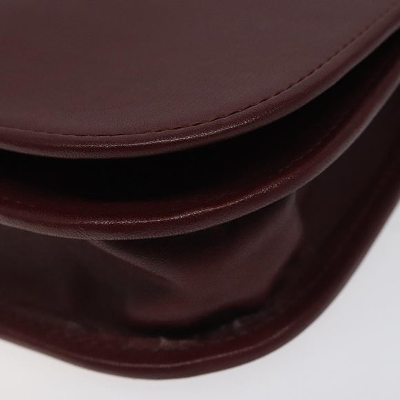 CARTIER Must Line Shoulder Bag Leather Wine Red Gold Auth BA1082