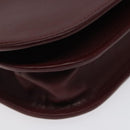 CARTIER Must Line Shoulder Bag Leather Wine Red Gold Auth BA1082-14