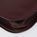 CARTIER Must Line Shoulder Bag Leather Wine Red Gold Auth BA1082-16
