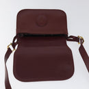 CARTIER Must Line Shoulder Bag Leather Wine Red Gold Auth BA1082-10