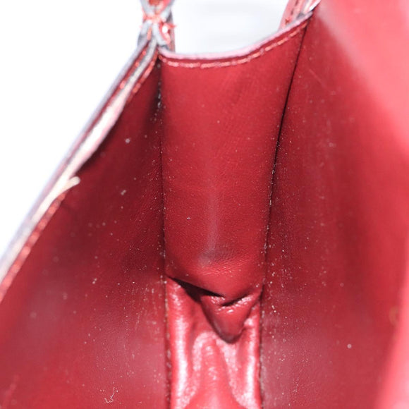 CARTIER Must Line Shoulder Bag Leather Wine Red Gold Auth BA1082